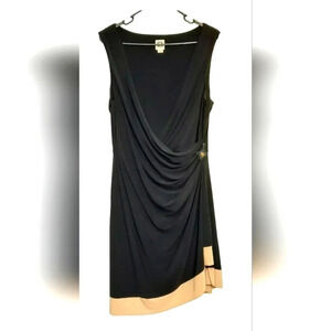 Anne Klein Womens Dress Black A Line Sleeveless Lined Ruched Stretch Size 14
